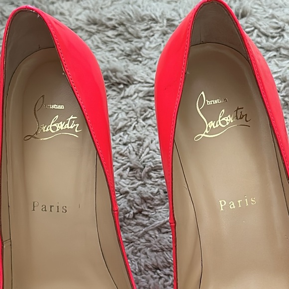 Christian Louboutin bright coral platform heels - Picture 3 of 12